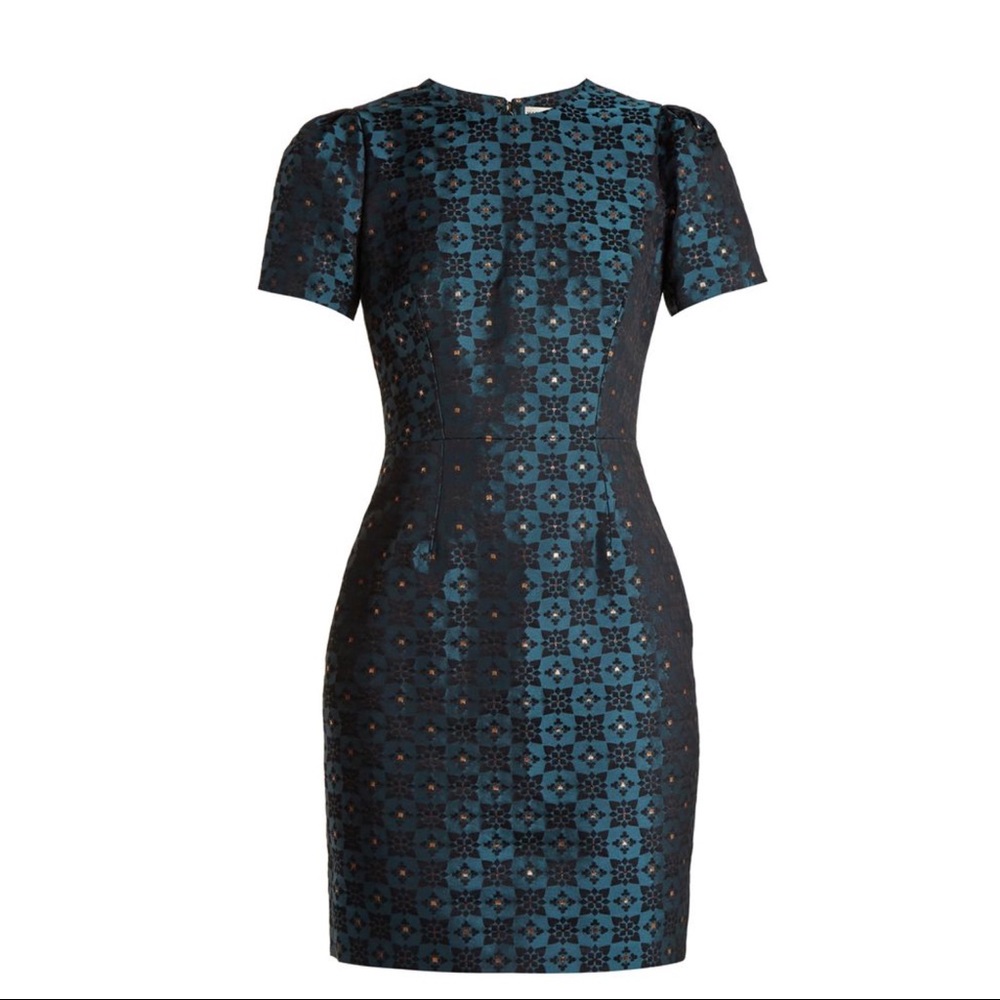 MARY KATRANTZOU Azurite Diamonds-jacqaurd mini dress | Size 8 UK